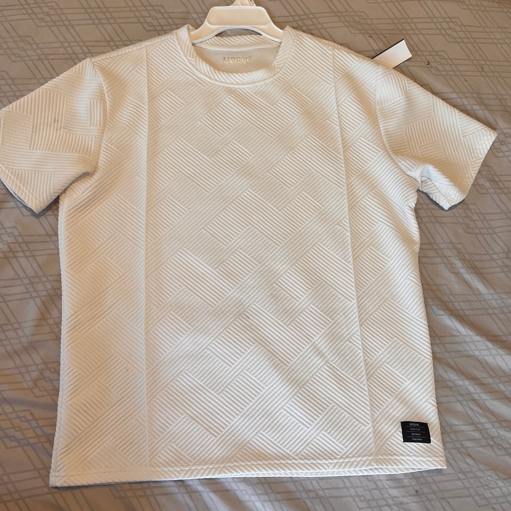 Men's White Geometric Pattern Shirt